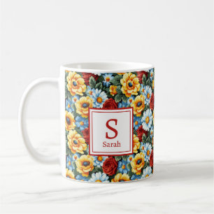 Personalised Romantic Spring Girly Flowers Coffee Mug
