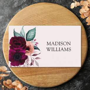 Personalised Romantic Vintage Boho Purple Flowers Business Card