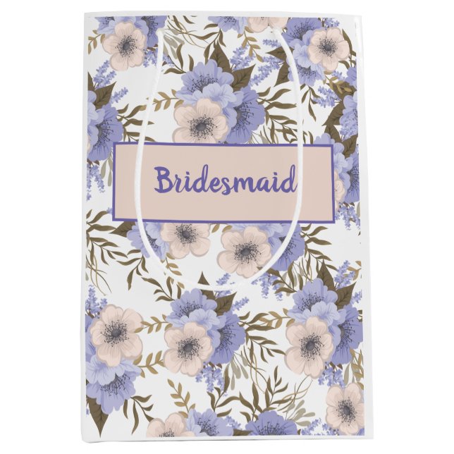 Personalised Romantic Violet Sage Botanical Floral Medium Gift Bag (Front)