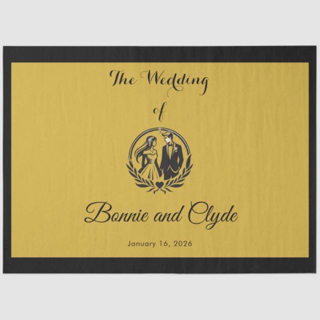 Personalised Romantic Wedding 20" x 30" Tissue Paper (Front)