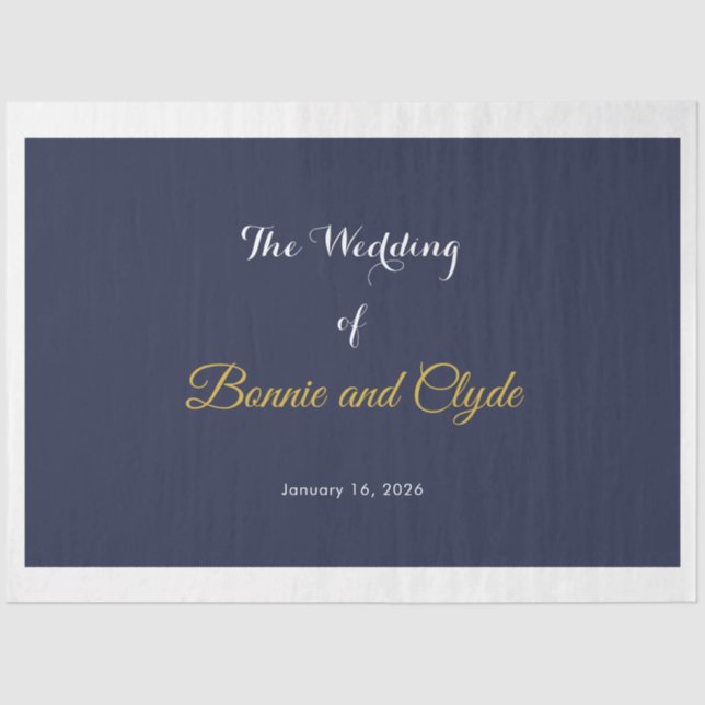 Personalised Romantic Wedding 20" x 30" Tissue Paper (Front)