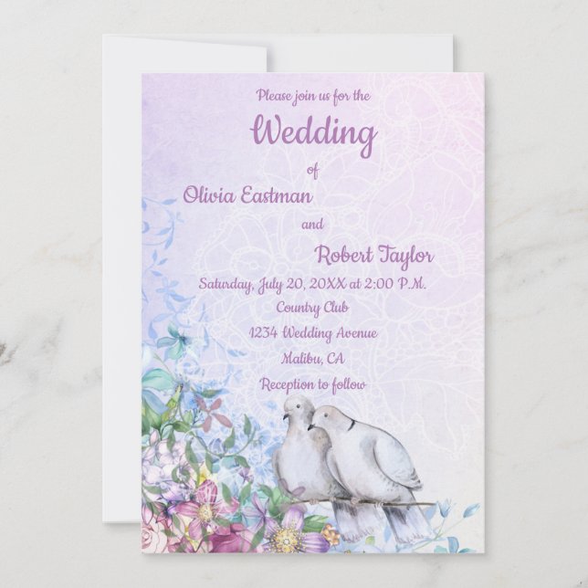 Personalised romantic white doves wedding (Front)