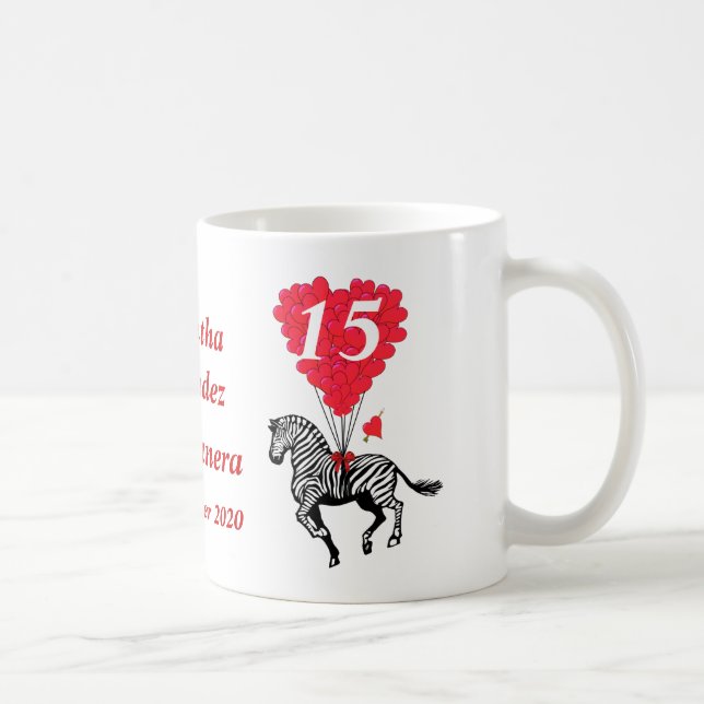 Personalised romantic zebra Quinceanera Coffee Mug (Right)