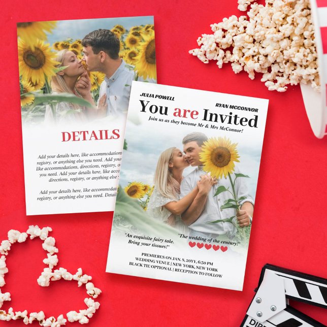 Personalised Romcom Poster 2 in 1 Photo Wedding Invitation (Creator Uploaded)
