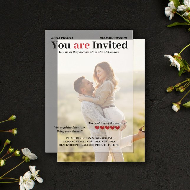 Personalised Romcom Poster Wedding Overlay Vellum Invitations (Creator Uploaded)