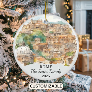Personalised Rome Ornament, Italy Gift Ceramic Tree Decoration