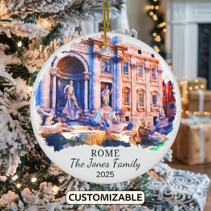 Personalised Rome Ornament, Italy Gift Ceramic Tree Decoration