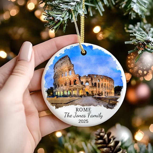 Personalised Rome Ornament, Italy Gift Ceramic Tree Decoration (Creator Uploaded)