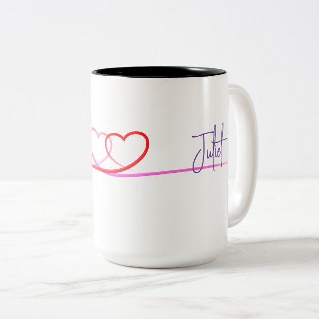 Personalised Romeo and Juliet Heart Love Mug (Front Right)