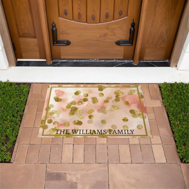 Personalised Rose & Brown Circles Pattern  Doormat (Outdoor)
