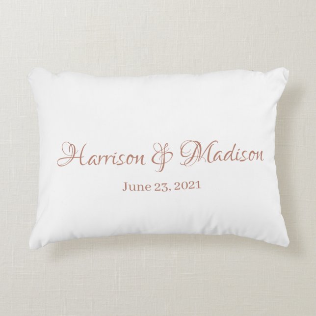 Personalised Rose Custom Couple Name Date Wedding Decorative Cushion (Front)