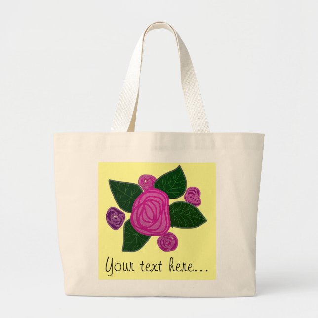 Personalised Rose Design Jumbo Tote (Front)