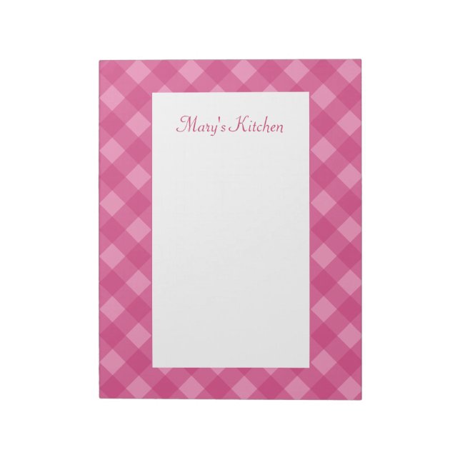 Personalised Rose Gingham Notepad (Rotated)