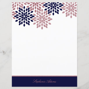 Personalised Rose Gold and Navy Blue Modern Floral