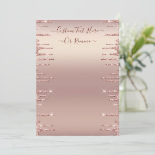 Personalised Rose Gold Blush Glitter Menu Example