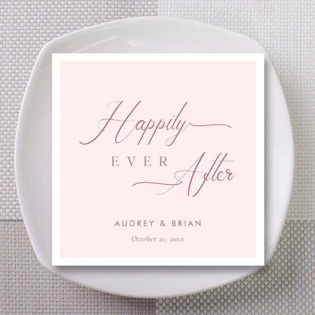  Personalised Rose Gold Blush Wedding Napkin (Personalized Rose Gold Blush Wedding Napkins )
