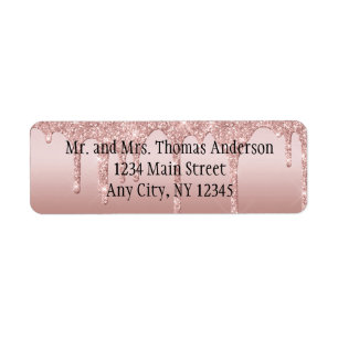 Personalised Rose Gold Dripping Glitter Blush Pink