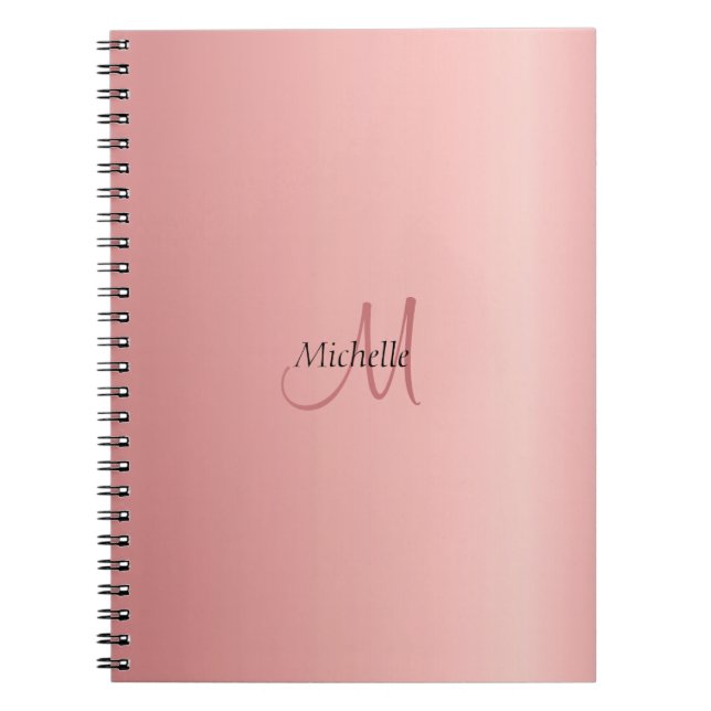 Personalised Rose Gold Elegant Monogram Template Notebook (Front)