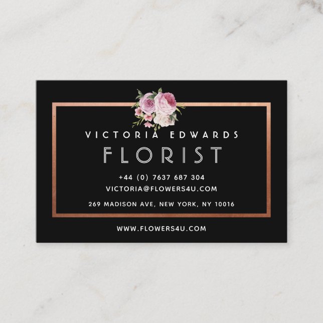 Personalised Rose Gold Florist Business Card (Front)
