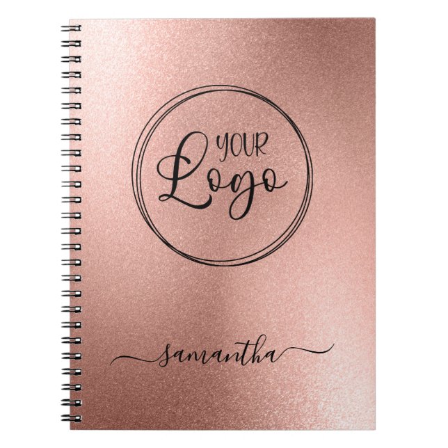 Personalised Rose Gold Foil Look Logo Notebook (Front)