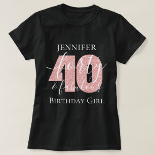 Personalised Rose Gold Forty Fab Birthday Glitter T-Shirt