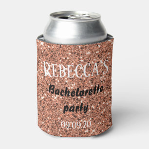 Personalised Rose Gold Glitter Bachelorette Party Can Cooler