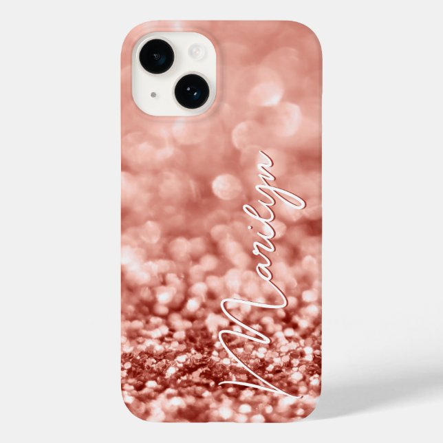 Personalised Rose Gold Glitter Case-Mate iPhone Case (Back)