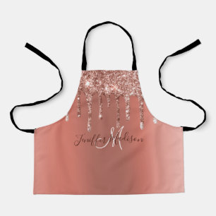 Personalised Rose Gold Glitter Drips Girly Luxury  Apron