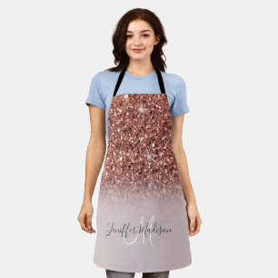 Personalised Rose Gold Glitter Drips Girly Luxury  Apron