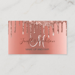 Personalised Rose Gold Glitter Drips Girly Luxury  Business Card
