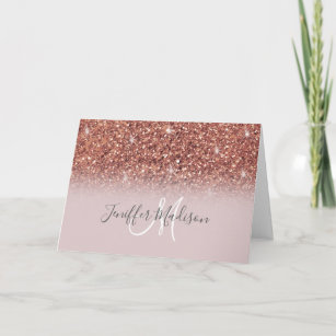 Personalised Rose Gold Glitter Drips Girly Luxury  Card