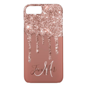 Personalised Rose Gold Glitter Drips Girly Luxury  iPhone 8/7 Case