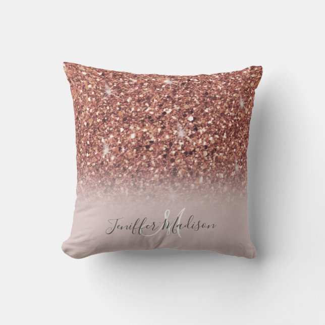 Personalised Rose Gold Glitter Drips Girly Luxury  Cushion (Front)