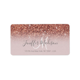 Personalised Rose Gold Glitter Drips Girly Luxury  Label