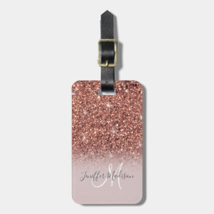 Personalised Rose Gold Glitter Drips Girly Luxury Luggage Tag
