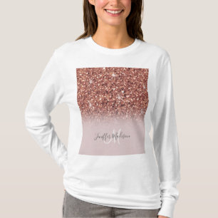 Personalised Rose Gold Glitter Drips Girly Luxury T-Shirt