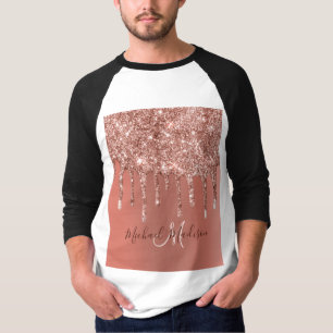 Personalised Rose Gold Glitter Drips Girly Luxury T-Shirt