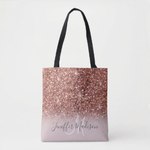 Personalised Rose Gold Glitter Drips Girly Luxury  Tote Bag