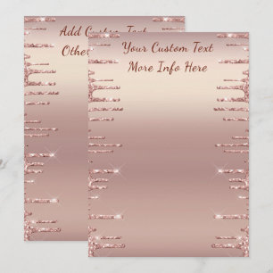 Personalised Rose Gold Glitter Drips Menu Example