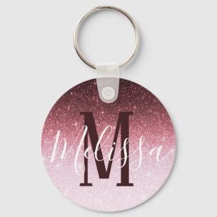 Personalised rose gold glitter gradient key ring