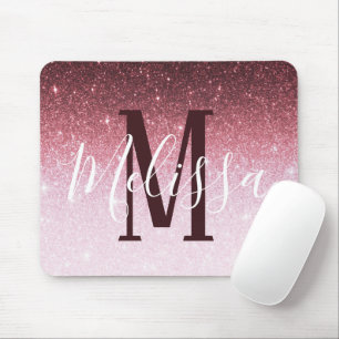 Personalised rose gold glitter gradient mouse mat