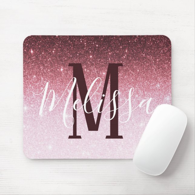 Personalised rose gold glitter gradient mouse mat (With Mouse)