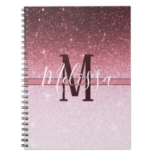 Personalised rose gold glitter gradient notebook