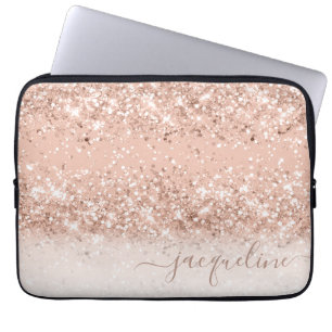 Personalised Rose Gold Glitter Laptop Sleeve