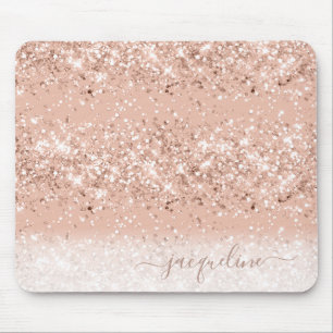 Personalised Rose Gold Glitter Mouse Mat