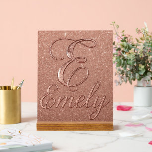 Personalised Rose Gold Glitter Name Design – Emely Acrylic Sign