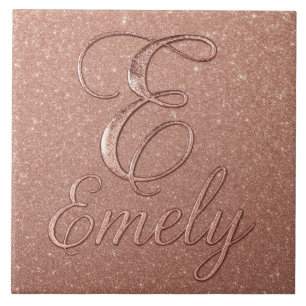 Personalised Rose Gold Glitter Name Design – Emely Tile