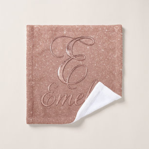 Personalised Rose Gold Glitter Name Design – Emely Wash Cloth