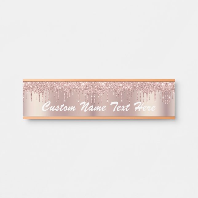 Personalised Rose Gold Glitter Name Door Sign (Front)