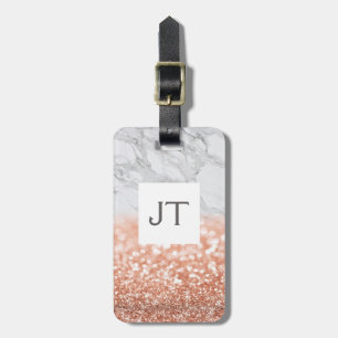 Personalised Rose Gold Glitter Passport Case Luggage Tag